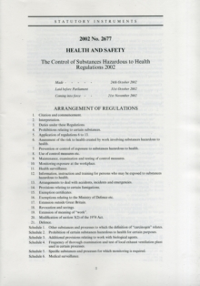 Image for Health and safety  : The Control of Substances Hazardous to Health Regulations 2002
