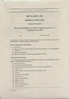 Image for The Animal Welfare Act 2006 (Commencement No. 1) (England) Order 2007