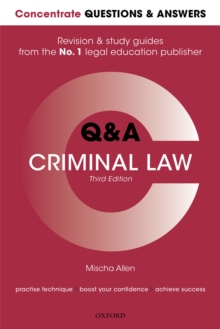 Image for Concentrate Questions and Answers Criminal Law: Law Q&A Revision and Study Guide