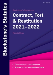 Image for Blackstone's statutes on contract, tort & restitution 2021-2022