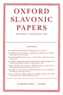 Image for Oxford Slavonic papersVol. 31: 1998