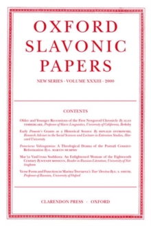 Oxford Slavonic Papers: Volume XXXIII (2000)