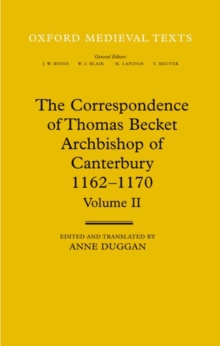 Correspondence of Thomas Becket, Archbishop of Canterbury 1162-1170