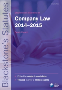 Image for Blackstone's Statutes on Company Law 2014-2015