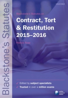 Image for Blackstone's statutes on contract, tort & restitution, 2015-2016