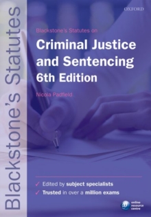 Blackstone’s Statutes on Criminal Justice & Sentencing