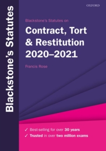 Image for Blackstone's statutes on contract, tort & restitution 2020-2021