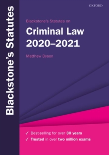 Image for Blackstone's statutes on criminal law 2020-2021