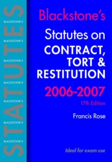 Image for Blackstone's Statutes on Contract, Tort and Restitution 2006-2007