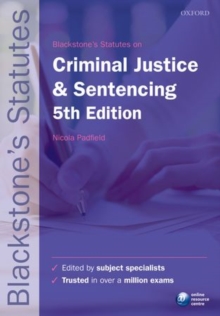 Image for Blackstone's statutes on criminal justice & sentencing