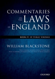 Image for The Oxford Edition of Blackstone's: Commentaries on the Laws of England