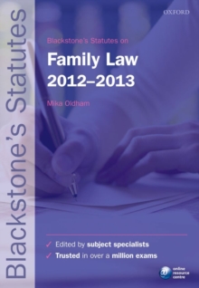 Image for Blackstone's statutes on family law 2012-2013