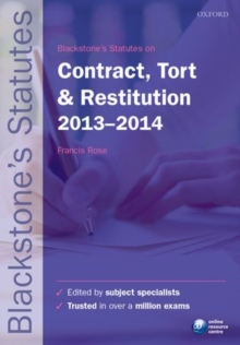 Image for Blackstone's Statutes on Contract, Tort & Restitution 2012-2013