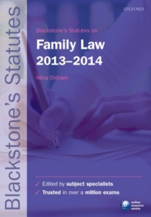 Image for Blackstone's statutes on family law 2013-2014