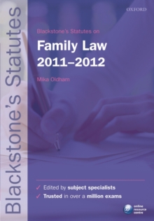 Image for Blackstone's Statutes on Family Law