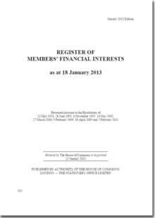 Image for Register of members' financial interests as at 18 January 2013