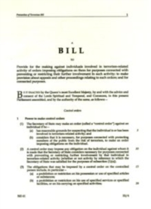 Image for Prevention of Terrorism Bill