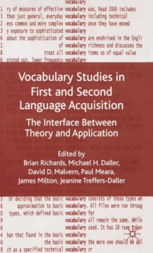 Image for Vocabulary studies in first and second language acquisition  : the interface between theory and application