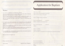 Application for Baptism: Form B1
