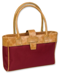 Image for Microfiber Cranberry with Almond Leather-Look Trim and Handles Bible Carrier