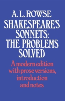 Image for Shakespeare's Sonnets : The Problems Solved