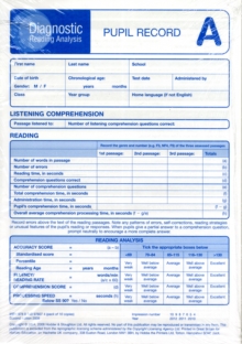 Image for Diagnostic Reading Analysis Pupil Record Sheet A