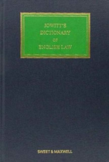 Image for Jowitt's dictionary of English law