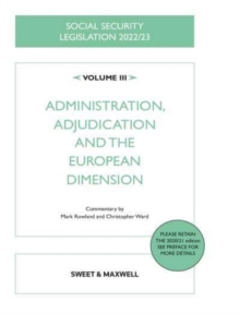 Image for Social security legislation 2022/23Vol. III,: Administration, adjudication and the European dimension