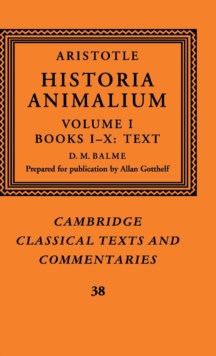 Image for Aristotle: 'Historia Animalium': Volume 1, Books I-X: Text