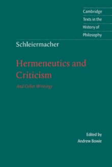 Image for Schleiermacher: Hermeneutics and Criticism