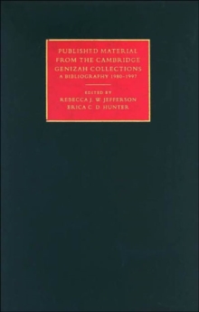 Image for Published material from the Cambridge Genizah Collection  : a bibliography, 1980-1997Vol. 2