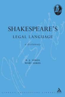 Image for Shakespeare's Legal Language: A Dictionary