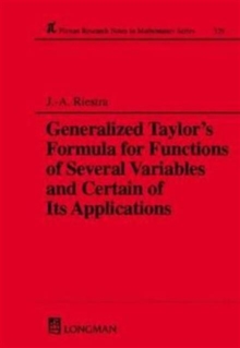 Image for A Generalized Taylor's Formula for Functions of Several Variables and Certain of its Applications