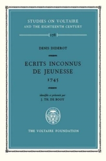 Image for Denis Diderot, Ecrits Inconnus de Jeunesse 1745
