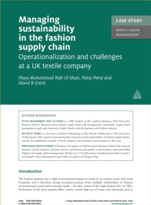 Image for Managing sustainability in the fashion supply chain: operationalization and challenges at a UK textile company