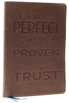 NKJV, Thinline Bible, Verse Art Cover Collection, Genuine Leather, Brown, Red Letter, Comfort Print: Holy Bible, New King James Version