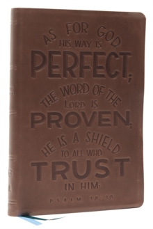 NKJV, Thinline Bible, Verse Art Cover Collection, Genuine Leather, Brown, Thumb Indexed, Red Letter, Comfort Print: Holy Bible, New King James Version