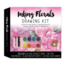 Image for Inking Florals Drawing Kit : A step-by-step guide to creating dynamic modern florals in ink and watercolor – Includes: 64-page project book, ink pen, paint brush, 8 watercolor paints, 32-page sketchbo