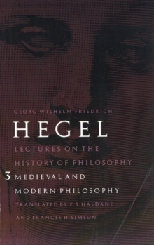 Lectures on the History of Philosophy, Volume 3