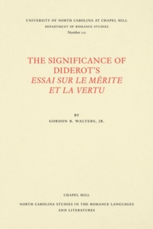 Image for The Significance of Diderot's Essai sur le mA©rite et la vertu