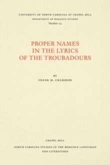 Proper Names in the Lyrics of the Troubadours