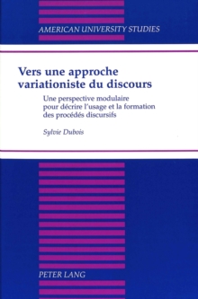 Image for Vers Une Approche Variationiste du Discours
