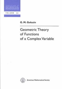 Geometric Theory of Functions of a Complex Variable