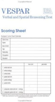 VESPAR Test Scoring Sheets