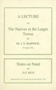 Lecture on the Natives in the Larger Towns (1918)