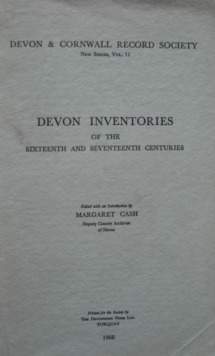Image for Devon Inventories of the 16th & 17th Centuries