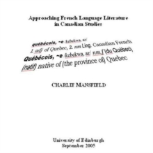 Image for Approaching French Language Literature in Canadian Studies