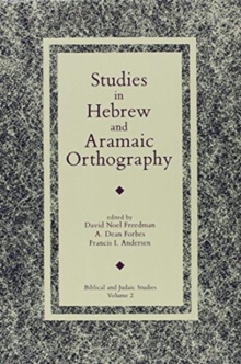 Image for Studies in Hebrew and Aramaic Orthography