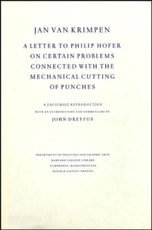 Jan van Krimpen - A Letter to Philip Hofer on Certain Problems Connected with the Mechanical Cutting of Punches