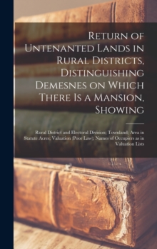Image for Return of Untenanted Lands in Rural Districts, Distinguishing Demesnes on Which There is a Mansion, Showing